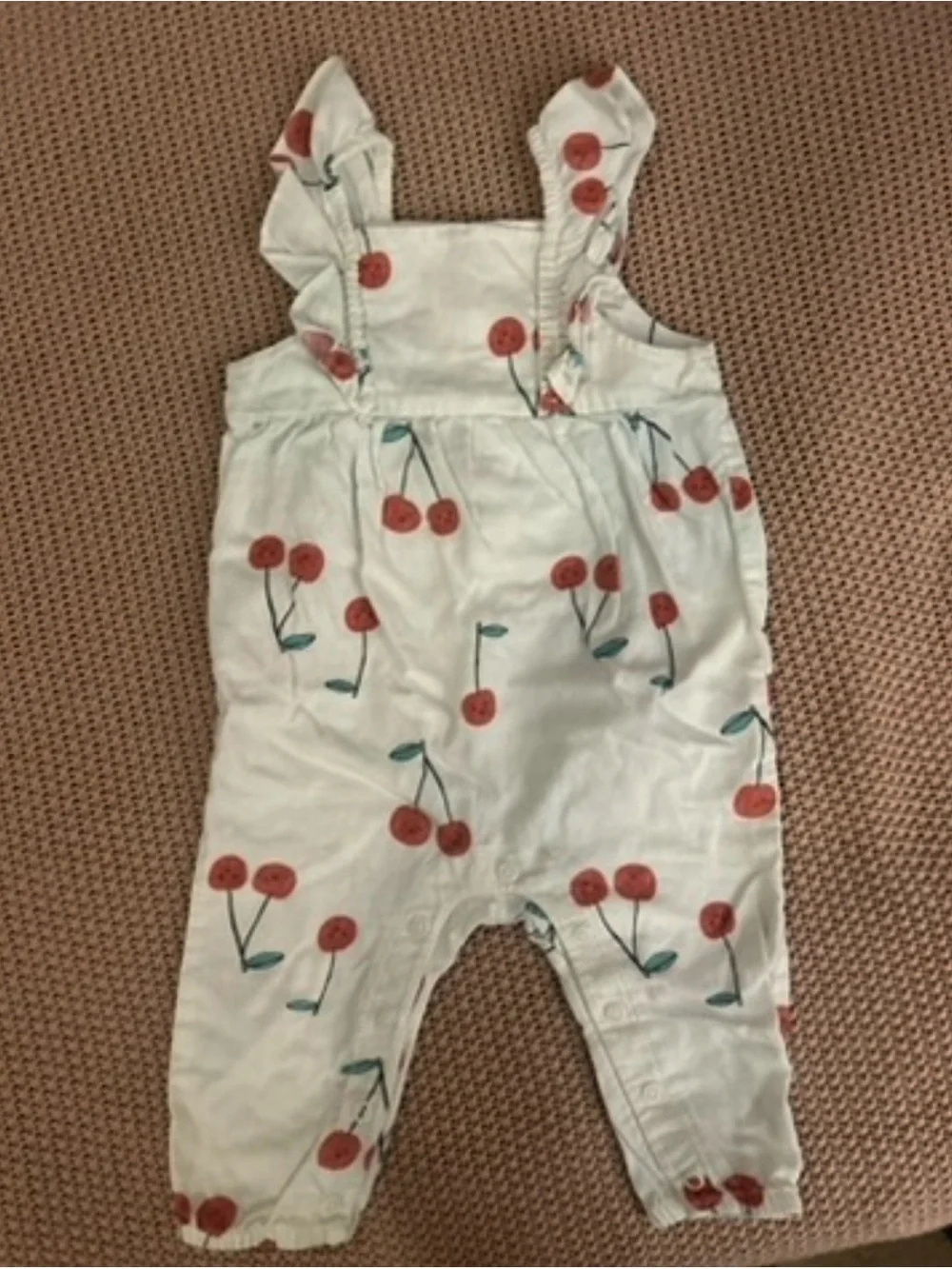Carter’s Baby Girls 6M Cherry Print Ruffle Strap Romper Jumpsuit